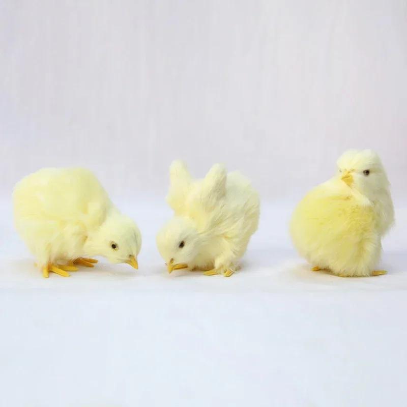5 PZ Pollo Peluche Simulazione Pulcini Pasquali Realistici Decorazione Animale Peloso Pasquale Miniatura Oggetti di Scena Fotografica per la Casa