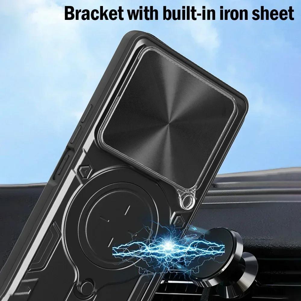Slide Camera Funda for Xiaomi 15 Pro Case Armor Slide Lens Magnetic Ring Stand Phone Cover for Xiaomi Mi 15 Capa