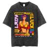 Anime Cowboy Bebop Vintage Washed T-shirt Manga Faye Valentine Print T-shirts Hip Hop Cartoon Retro Oversized T Shirts Unisex