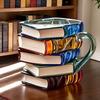 New Painted Book Mug Tea Cups 3D Painted Coffee Cup Book Coffee Mug Unique Colorful Resin Books Stack Coffee Cup Collection Gift