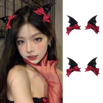2pcs/4 Pcs Halloween Bat Wings Bow Hair Clips for Women Girls Cosplay Hair Barrettes Hairpins Gothic Festival Hair Accessories F
