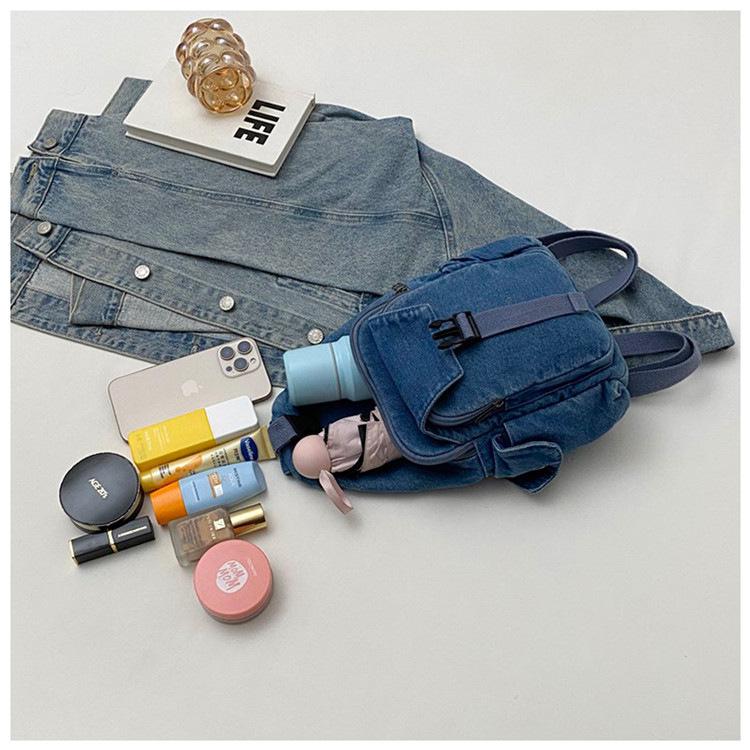 Versatile Women's Washed Denim Trendy Crossbody and Shoulder Chest Bag