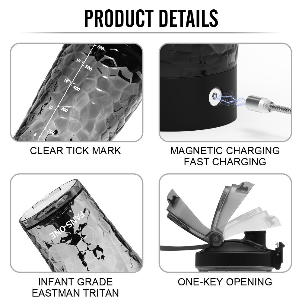 Automatic Magnetic Charging Shaker Cup for Protein Powders and Coffee with Custom Logo Options
