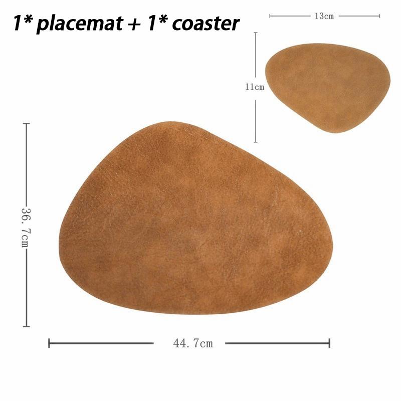 Double-Sided Leather Placemat Teacup Coasters Waterproof And Oil-Proof Table Mats Western Restaurant Heat-Insulating Mats