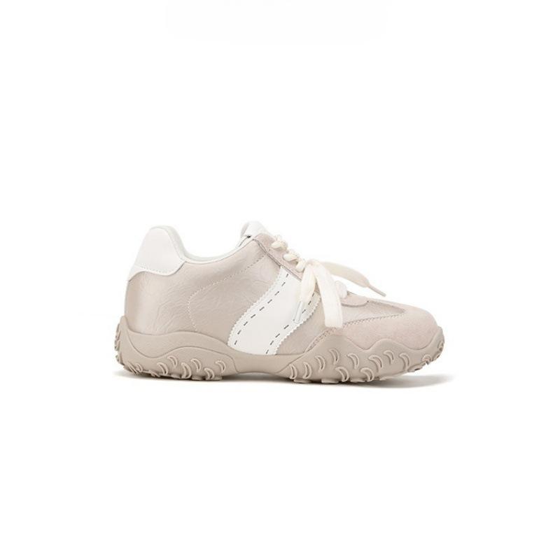 Inner height-increasing mercerized crescent, pearl lace shoelaces, German training shoes, women's 2025 new comfortable