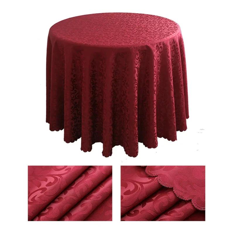 Round Table Cloth Wine Red Polyester Jacquard Tablecloth Tablecloth Wedding Banquets Party Circular Meeting Tablecloth 160cm