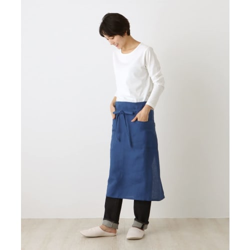 Afternoon Tea Living Apron HM81, 100% Linen Garcon Apron, Blue