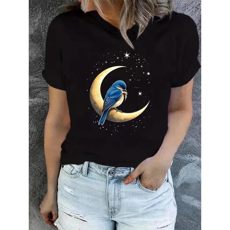 Women'S Summer Short-Sleeve Printed T-Shirts, Fashionable and Casual, Machine-Washable Comfortable Fit 2D Flat Printing