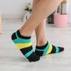 Casual 5 Finger Socks Man Cotton Striped Patchwork Young Fashion Shallow Mouth No Show Invisible 5 Finger Happy Socks Summer