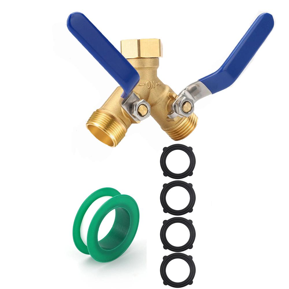 

Садовый разветвитель шланга 3/4 Латунный соединитель Разветвитель 2-ходовой Сверхпрочный С запорными клапанами Для водопроводного крана Садовый полив золотой