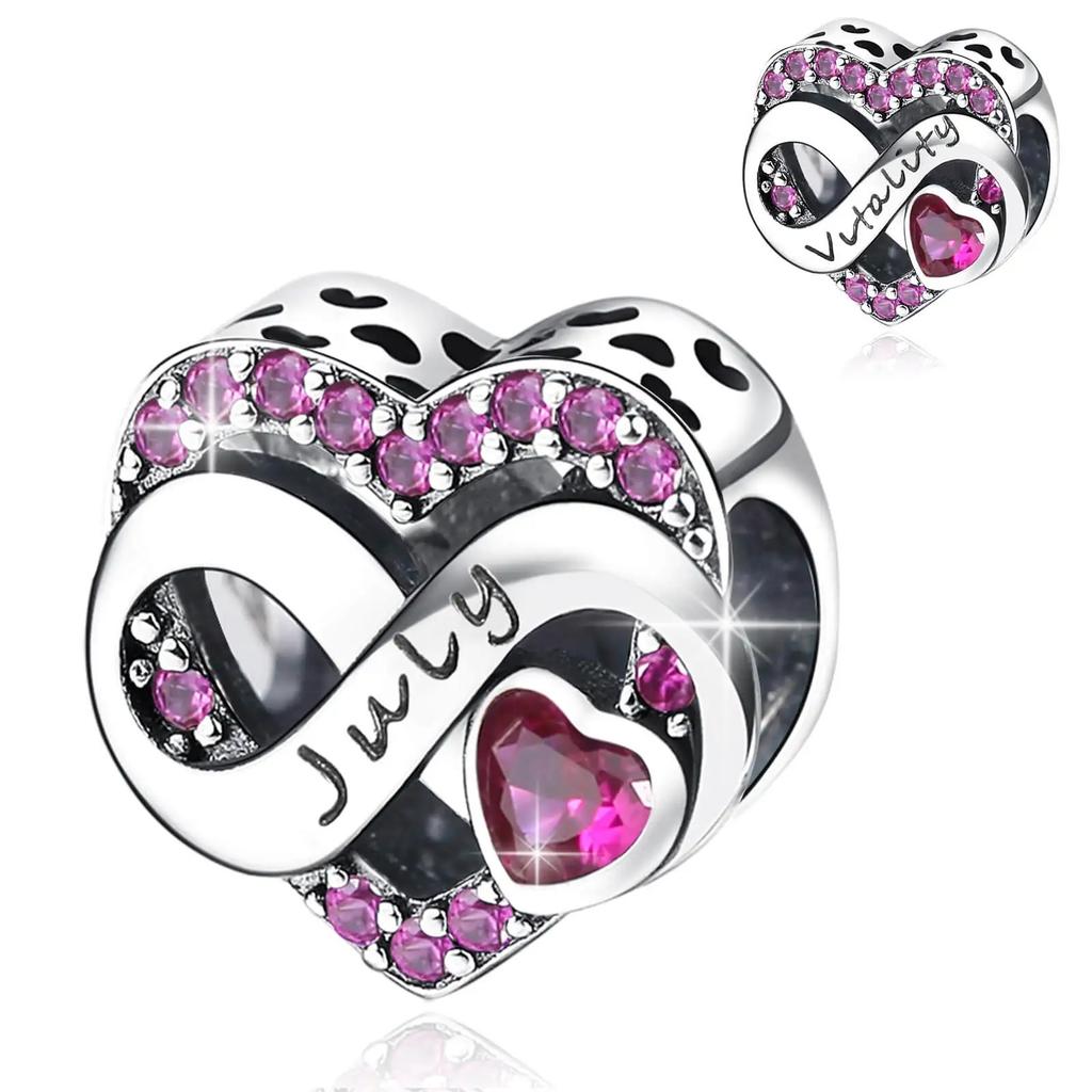 Copper 1-12 Month Love Series Birthday Charms Bead Fit Original Bracelet For Women Diy Bead For Matching Jewelry Making Gift