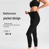 Damskie spodnie do jogi z wysokim stanem - Shark Pants - Oddychające legginsy fitness z efektem wyszczuplającym brzuch