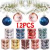 12Pcs Christmas Decorative Balls Gold Red Green Xmas Tree Pendent Home Christmas Party Decoration Bubbles Hanging Ornaments Toy