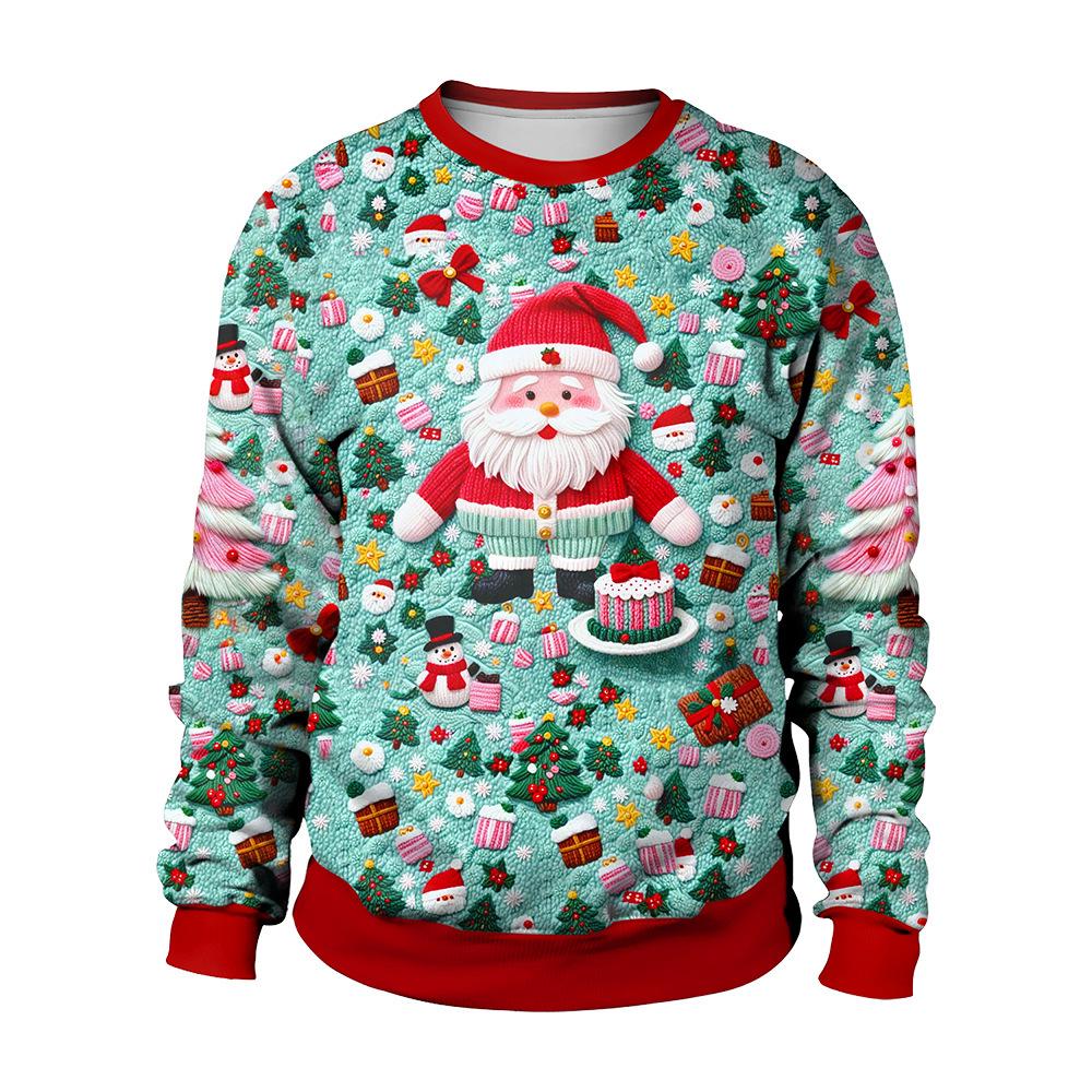 Christmas Couple Sweatshirt: Pink Tree & Red Santa 3D Print
