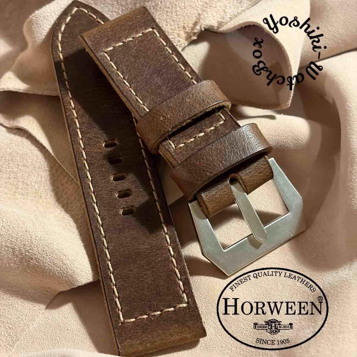 Used hor-272 Sample product HORWEEN Derby / Brown Watch strap with GPF buckle (lug 26mm - buckle width 26mm)