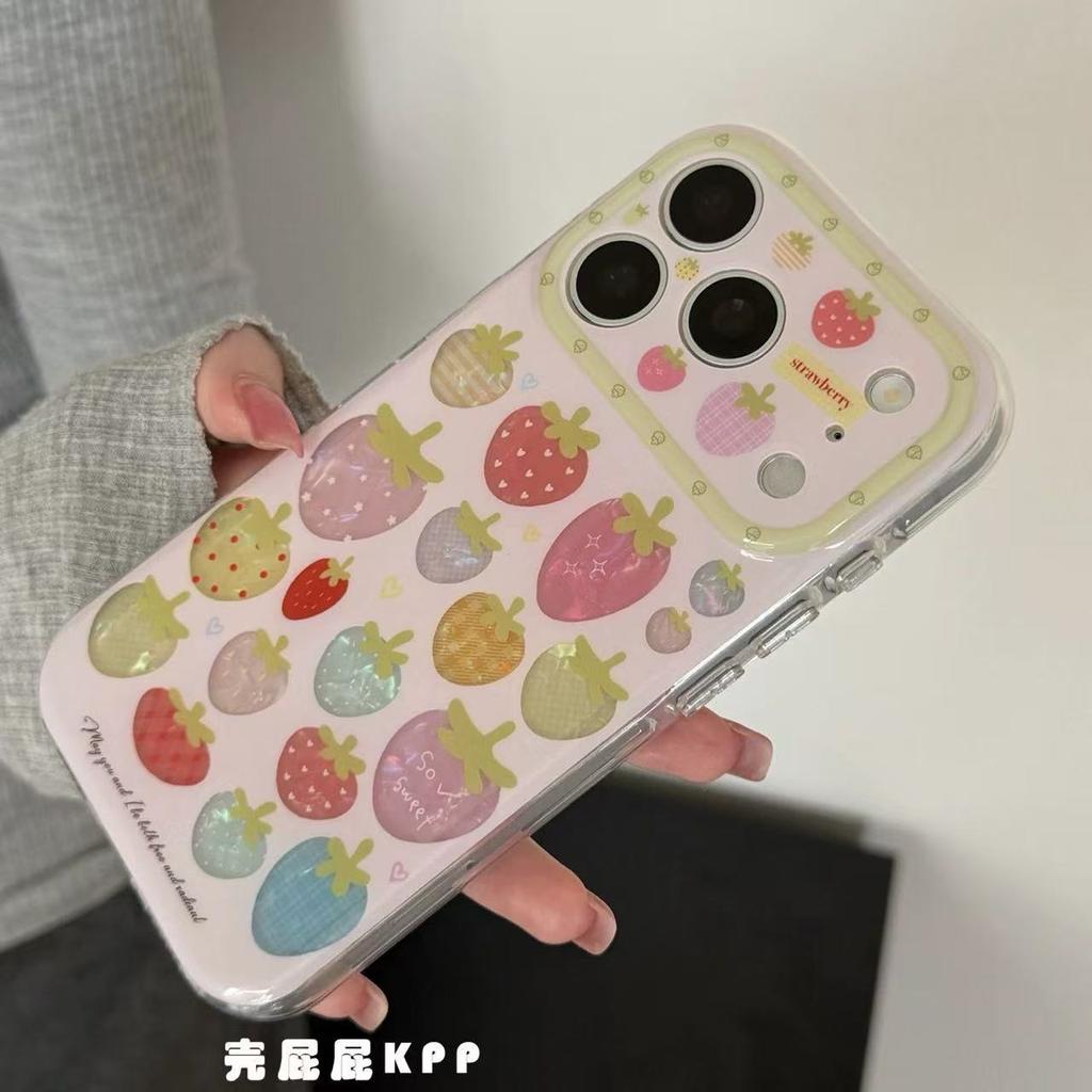 Semi-transparent Cute Strawberry Girl for iPhone17promax Apple 16pro Mobile Phone Case 15pro Popular 17