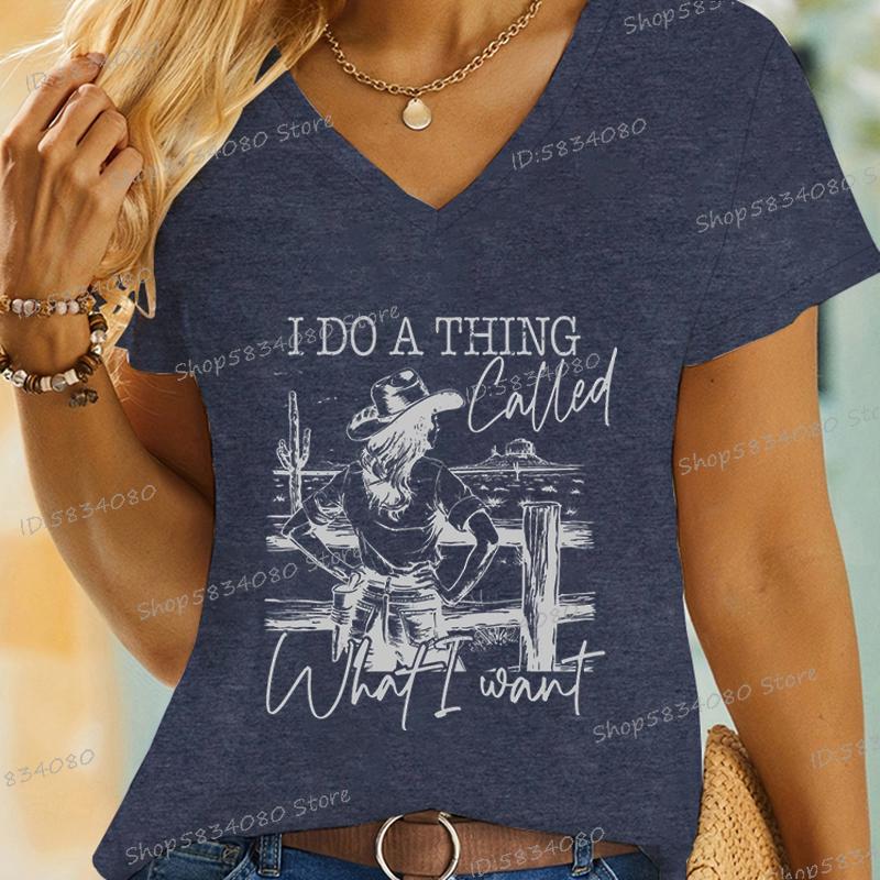 

Cowgirls T-shirts Fashion Summer Tops Wild Western Country Gifts Casual Tops I Do A Thing Called What I Want Cowgirl Horse Shirt XL