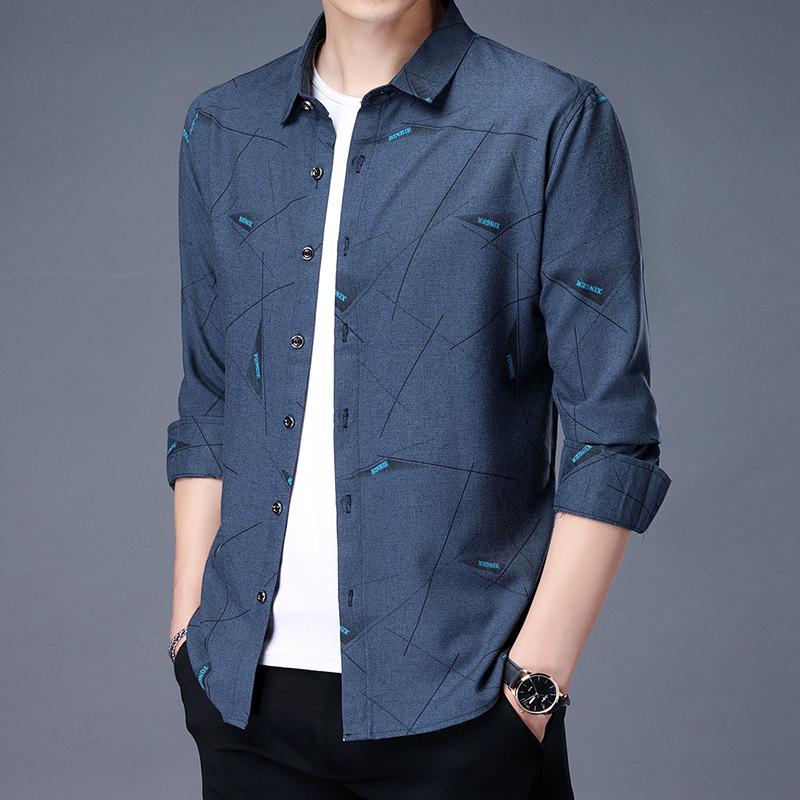 Осенняя новая мужская рубашка Daddy с длинными рукавами 40 и 50 для людей среднего — фото 3