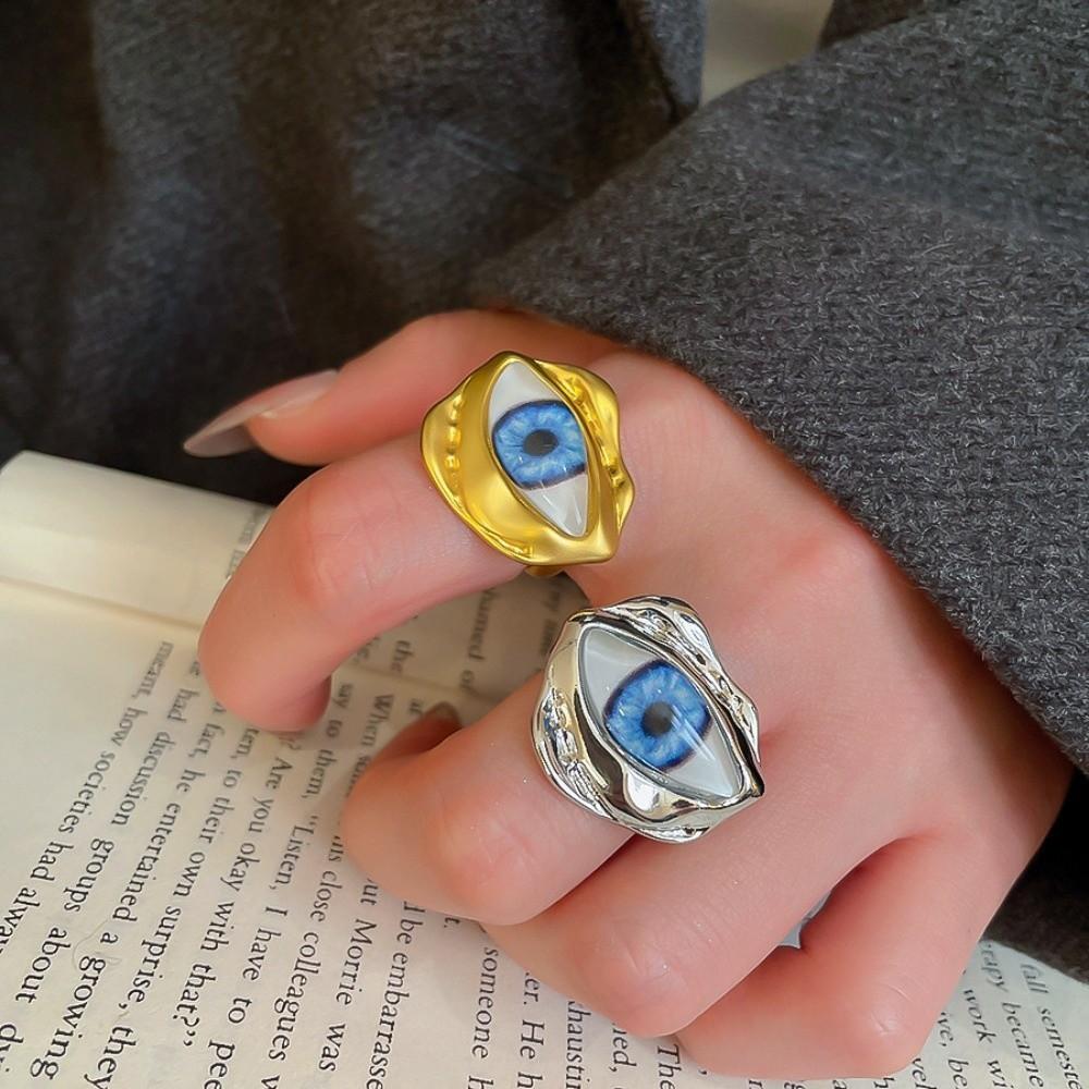 Zinc Zinc Alloy Copper Devil's Eye Ring Vintage Opening Finger Ring Glaze Luxury Ring  Clothes Accessories