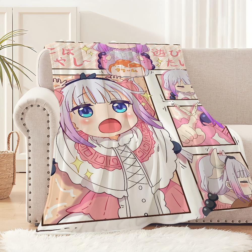 Anime Miss k-Kobayashis Dragon Maid Flannel Warm Comfort Soft Plush Blanket for Sofa Living Room Office Bedroom Travel Gift