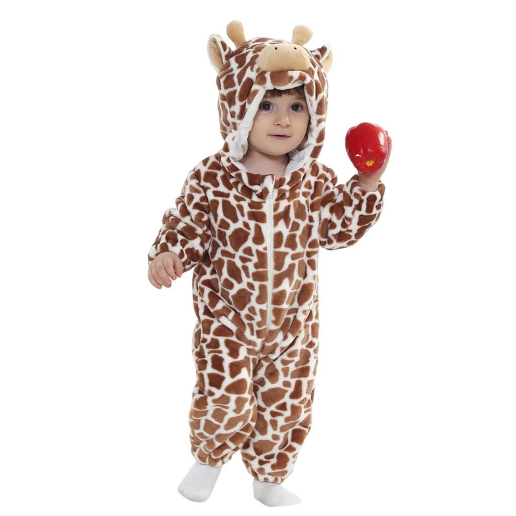 Gezellige Zachte Peuter Kinderen Flanellen Dieren Pyjama Jumpsuit Loungewear