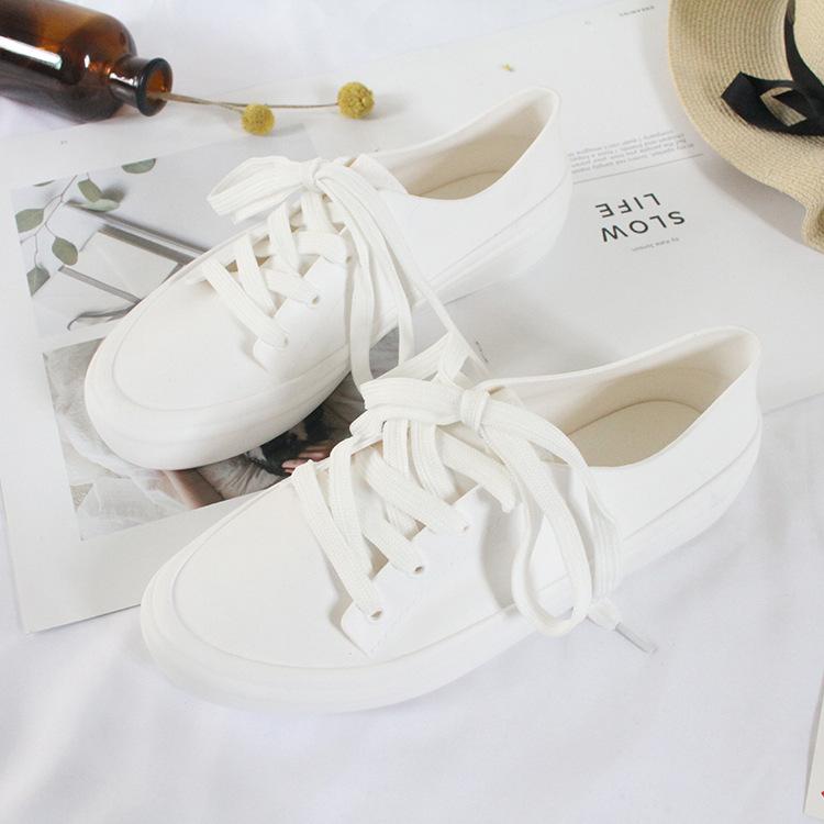 Yuzhihao Women s Autumn Lace-up Low-Top White Rain Boots for Outdoor Wear 40