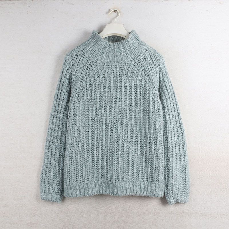 Sunshine House Autumn and Winter Export European and American Plus Size Women's Clothes Mid Round Neck Coarse Yarn Knitwear Thick Sweater Outwear
