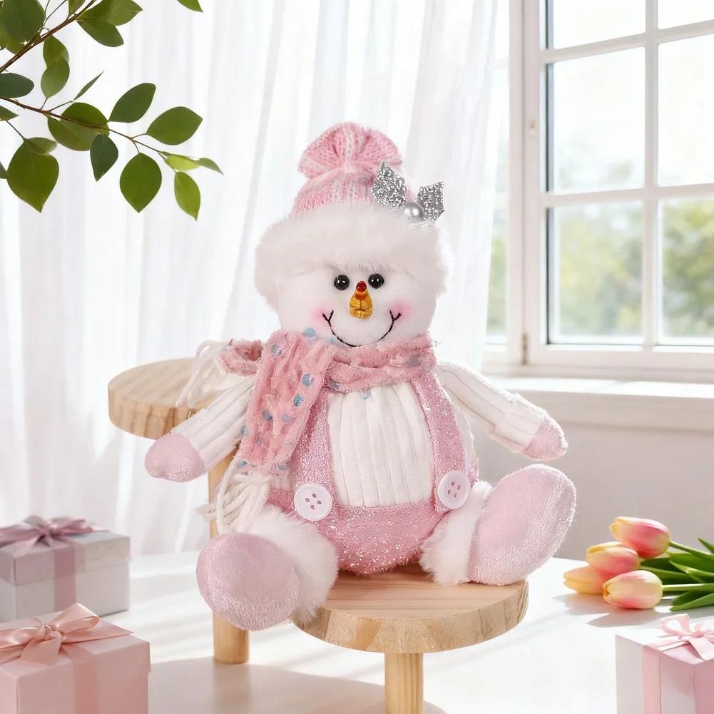 

Festive Plush Ornament Hanging Pendant with Pink Glitter Featuring Cartoon Santa Snowman Reindeer for Christmas Decor