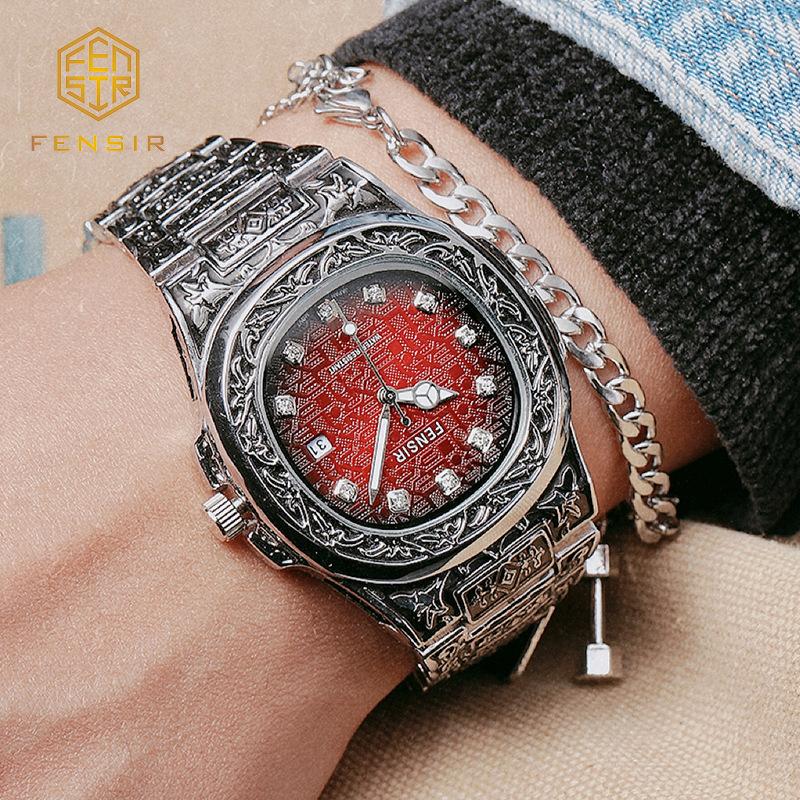 Men's Unique Luxury Retro Steel Strap Design Watches 2025 Unusual Sport Waterproof Watch For Man WristWatch Clock Reloj Hombre