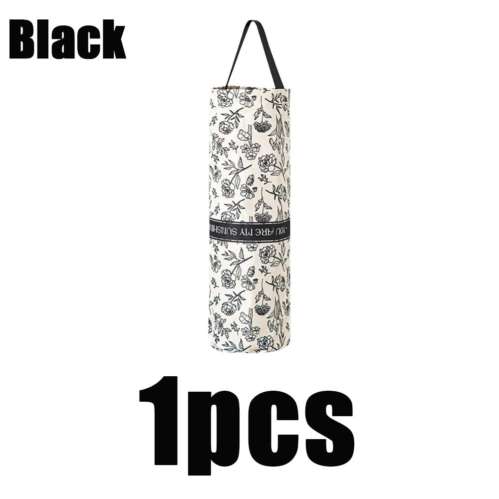 1/2 шт. Многоцелевой диспенсер для хранения мусорных пакетов, Органайзер для мусорных пакетов, Мультяшный узор, Держатель для продуктовых пакетов, Отверстие снизу, Инструменты 1pcs Black