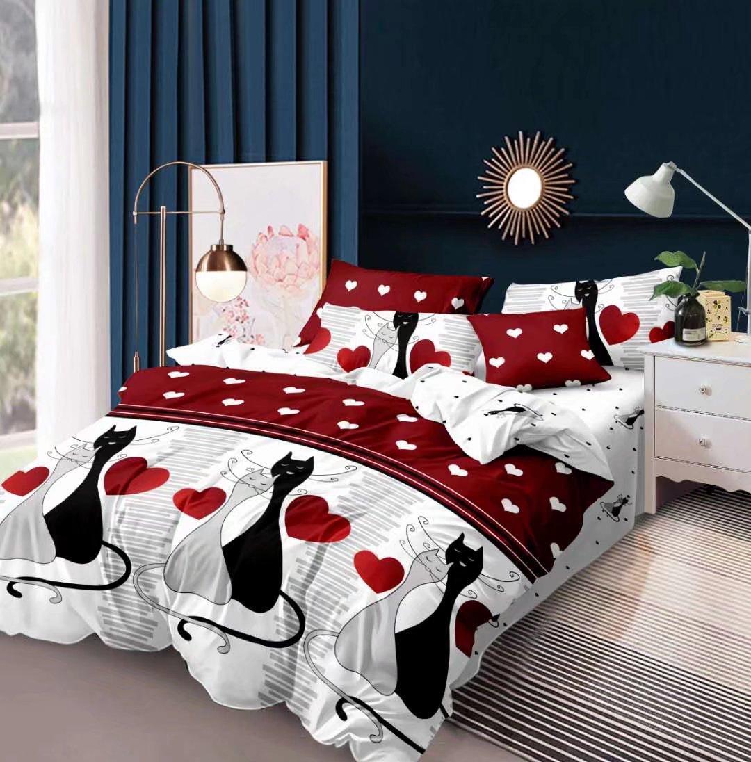 

Romantic Heart-Shaped Printed Pillowcase Quilt Cover Two Or Three-Piece Set Is Available EU Single 135*200