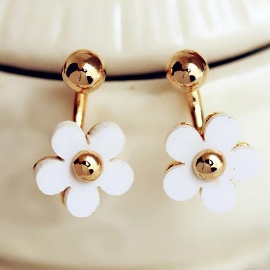 1 Pair Ear Studs All-match Accessories Flower Alloy Double Side Earring for Party
