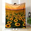 Sunflower Field At Sunset Flannel Blanket for Bedroom Living Room Sofa and Nap