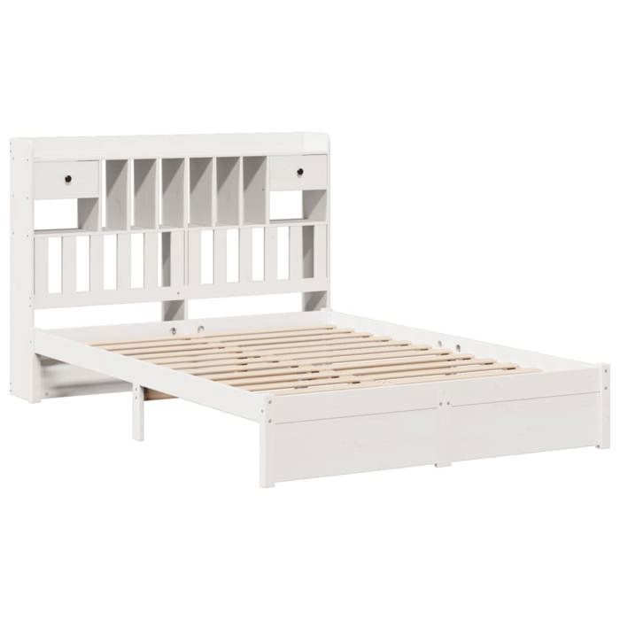 VidaXL Lit bibliothèque sans matelas blanc 150x200 cm bois pin massif 3322422