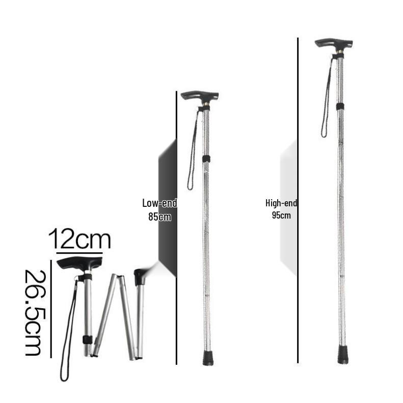 Adjustable Anti-Slip Aluminum Alloy Telescopic Folding Climbing Cane for Elderly – 5-Section Reinforcement