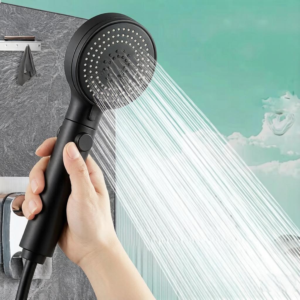 ZHIYAN Matte Black ABS High Pressure Water Saving Rain Showerhead with 3 Spray Modes Handheld Showerhead Set