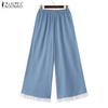 ZANZEA Women Summer Elastic Waist Loose Summer Casual Pants