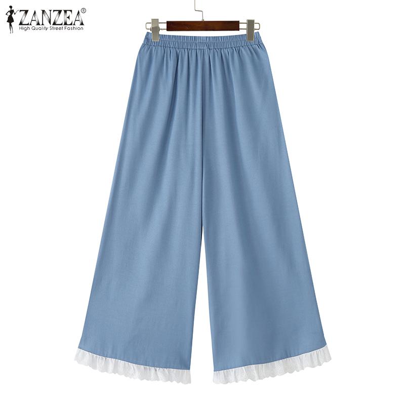 ZANZEA Women Summer Elastic Waist Loose Summer Casual Pants