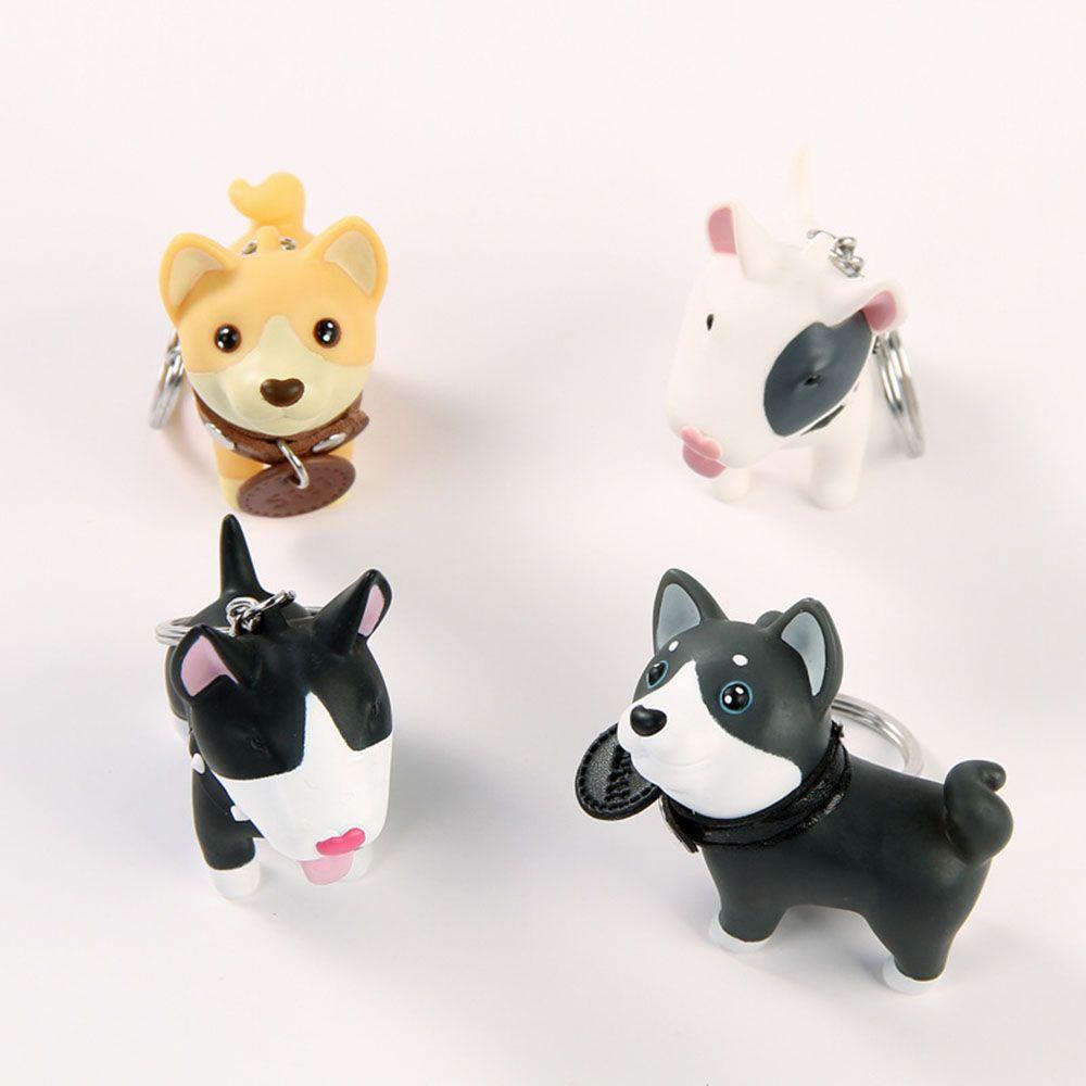 Leker Håndverk Holder Bull PVC Terrier Figur Hund Nøkkelring for Biltilbehør Nøkkelring Håndmalt