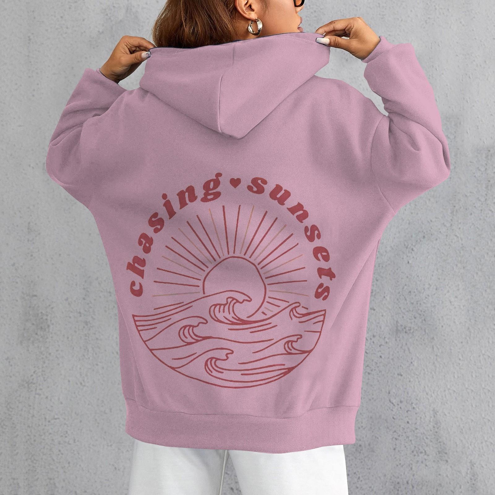 

Женский свитер с капюшоном с открытыми плечами и рукавами с нитью и принтом XXL розовый