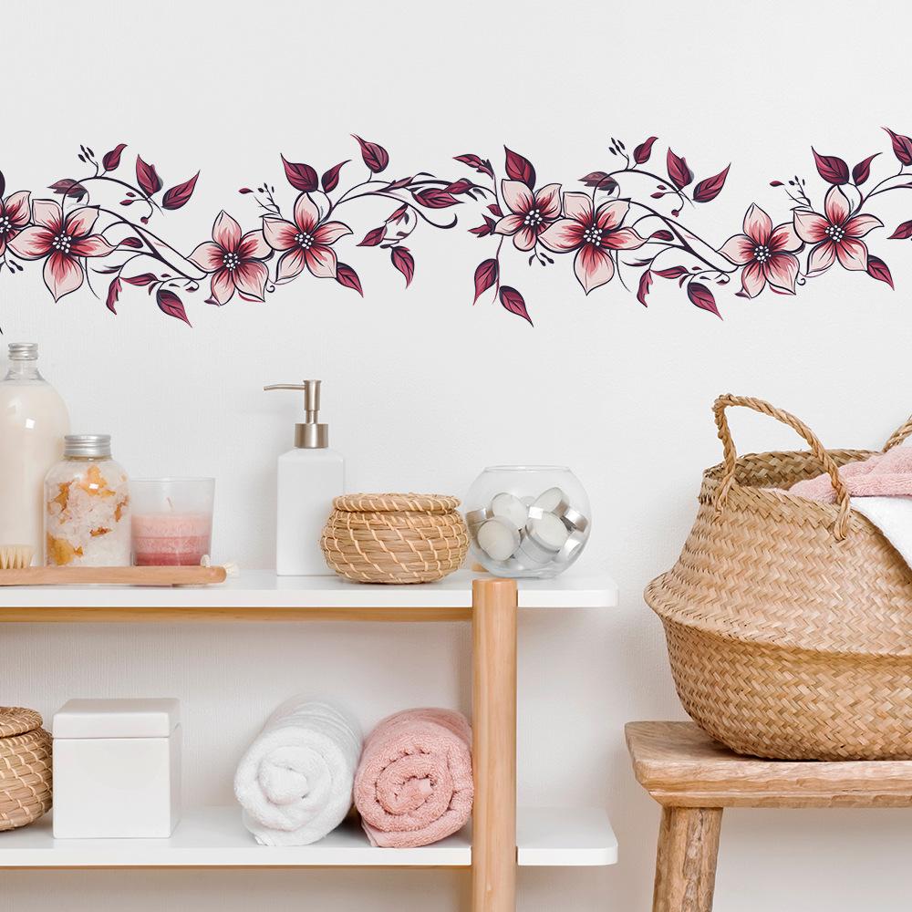 Creative Floral Leaves Wall Sticker Self-Adhesive Removable Bedroom Living Room Hallway Dorm Home Decor Art