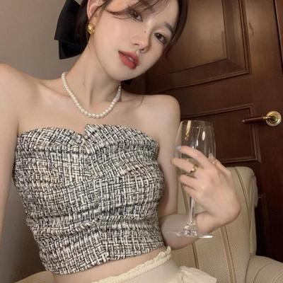 Camisole Women Temperament Retro Cropped Sexy Slim Simple Korean Style Fashion Daily All -Match Summer Girls Leisure Design