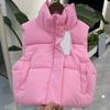 Autumn Winter Short Down Cotton Vest Coat Women Sleeveless Stand Collar Zipper Vest Jacket Ladies Waistcoat Female Outerwear