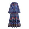 Fashion Style 2024 Spring/Summer New Arrival Women's Fashion All-Match Positioning Print Long Sleeves Vacation Style Mid Length Long Length Dress