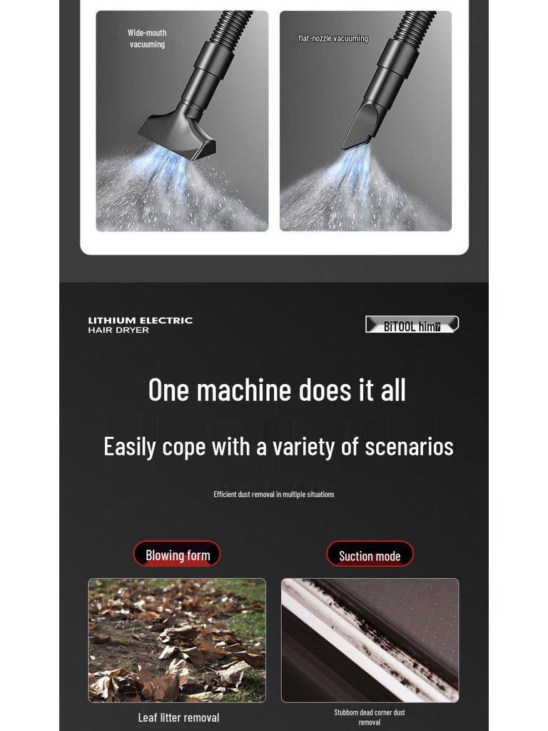 Cordless Electric Hair Dryer & Blower Vacuum with Lithium Battery