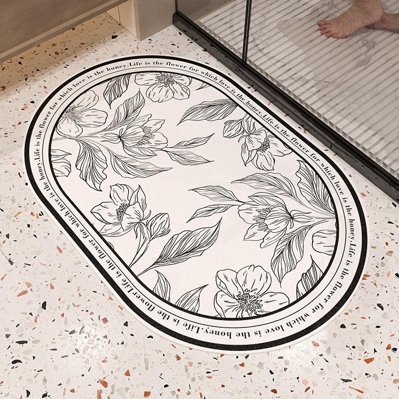 Absorbent Quick Drying Non-slip Diatom Mud Mat Bathroom Toilet Toilet Door Mat Easy To Clean Bathroom Door Mat