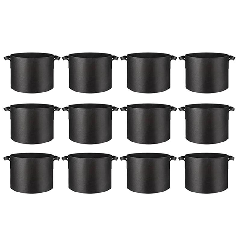 

M-Modern-12 шт. Мешки для выращивания, Горшки для растений 5 галлонов с ручками, Нетканый материал, Дышащая ткань, Садоводство для томатов, Картофеля чёрный