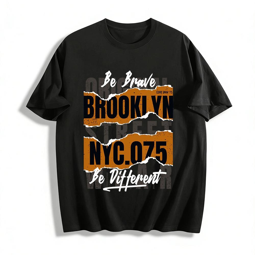 

Vintage Brooklyn NYC75 Street Distressed Print Casual Tee Pure cotton T-shirt XXS