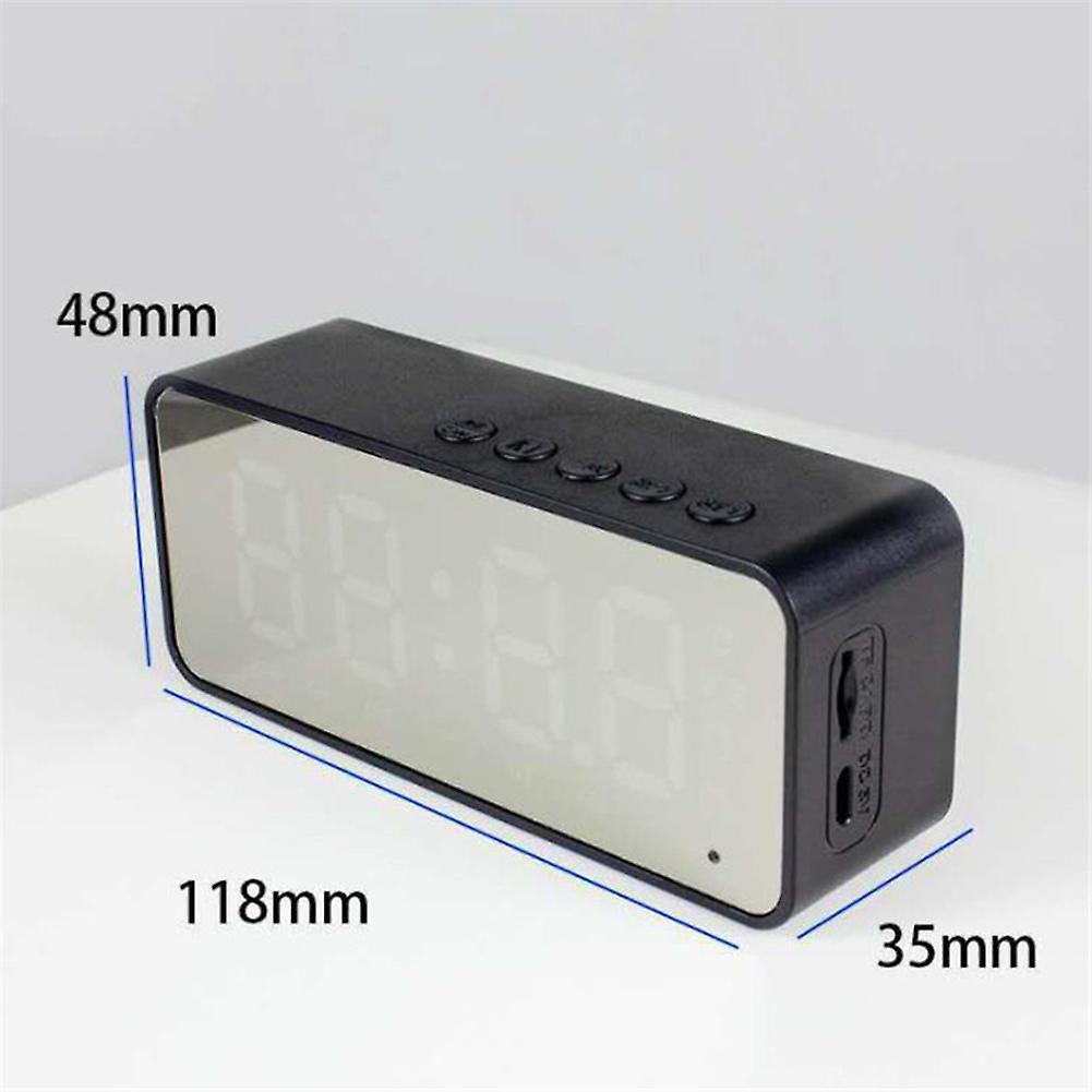 Digital Display Mirror Alarm Clock with Radio Bluetooth-compatible Speaker Home Study Decoration