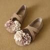 Faux leather French camellia flower Mary Jane single shoes women's 2025 new fashion versatile cross elastic flat shoes